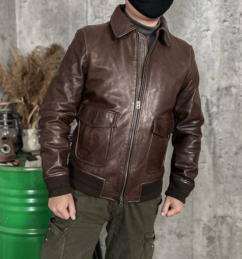 3色展開◇絶妙なヴィンテージ加工◇ゴートレザー G-1 フライトジャケット◇M~5XL