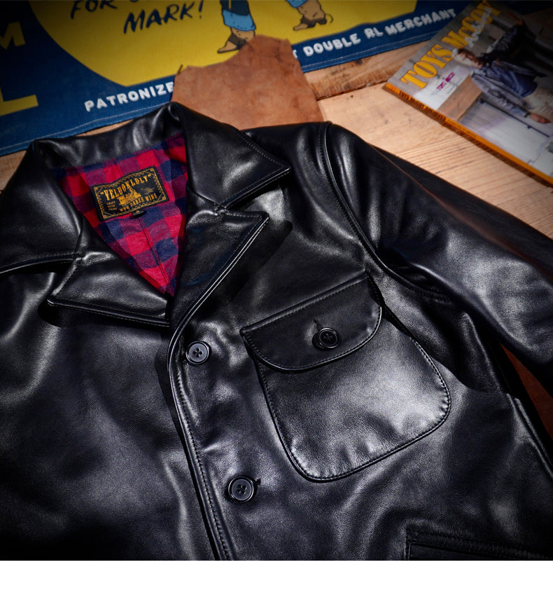 40’s ヴィンテージ復刻デザイン 日本産 牛革使用 レザー ジャケット S~4XL