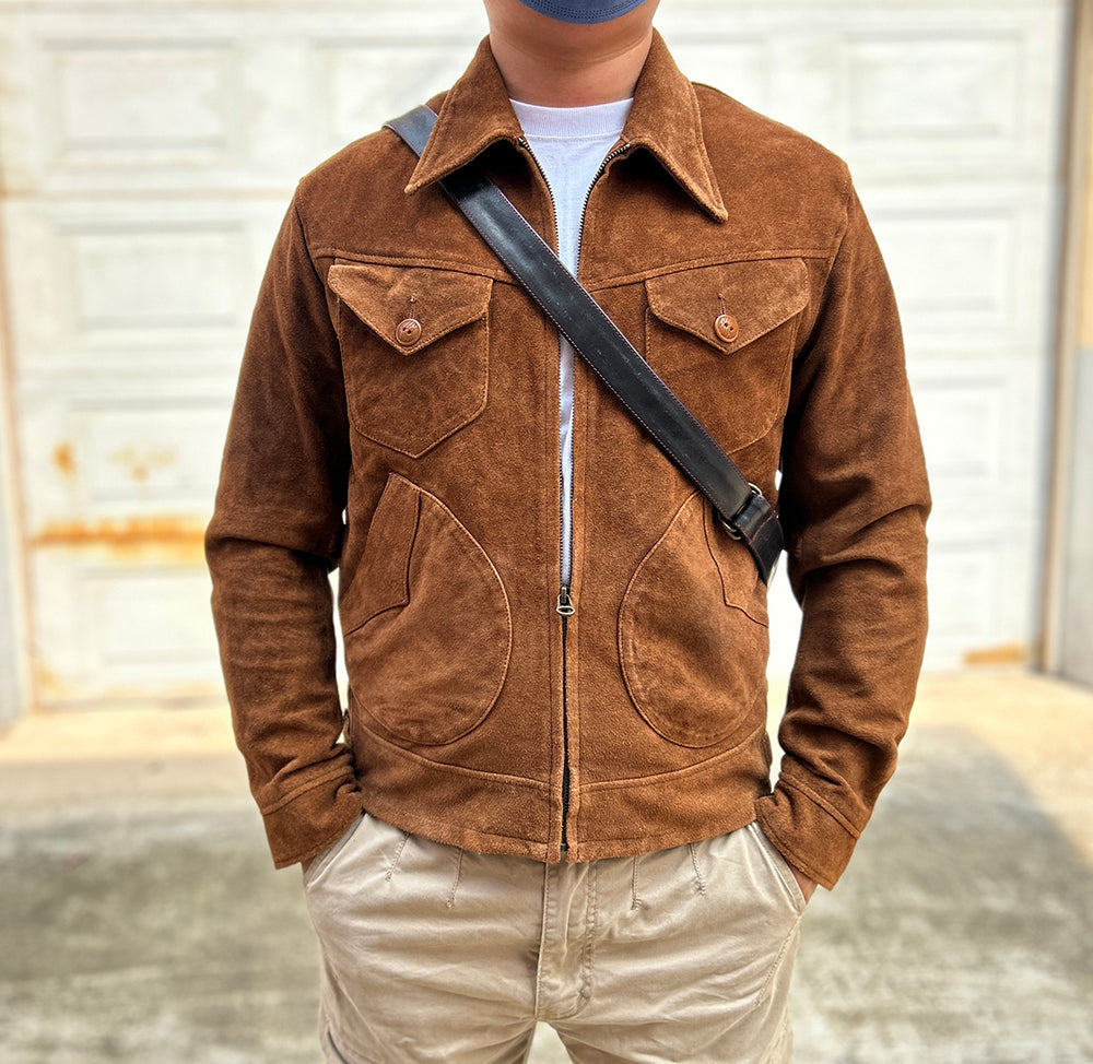 ◆70’s ヴィンテージ復刻 カウレザー スウェード シングルライダース ジャケット◆M~3XL