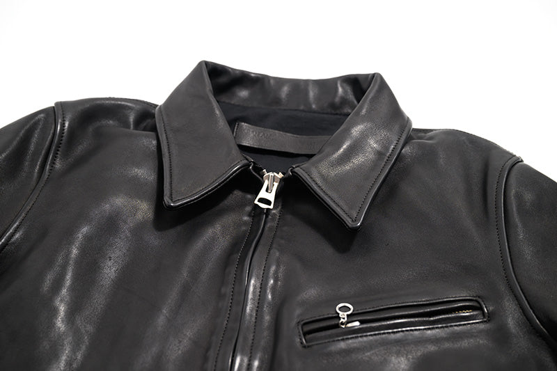 ▲ビンテージ復刻 植物タンニン鞣し 水染めカウレザー シングルライダース ジャケット▼M~3XL