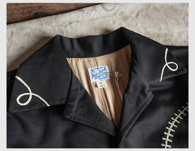 刺繍装飾◇ヴィンテージ50s復刻 コットン×レーヨン ウエスタンシャツ◇裏地付き