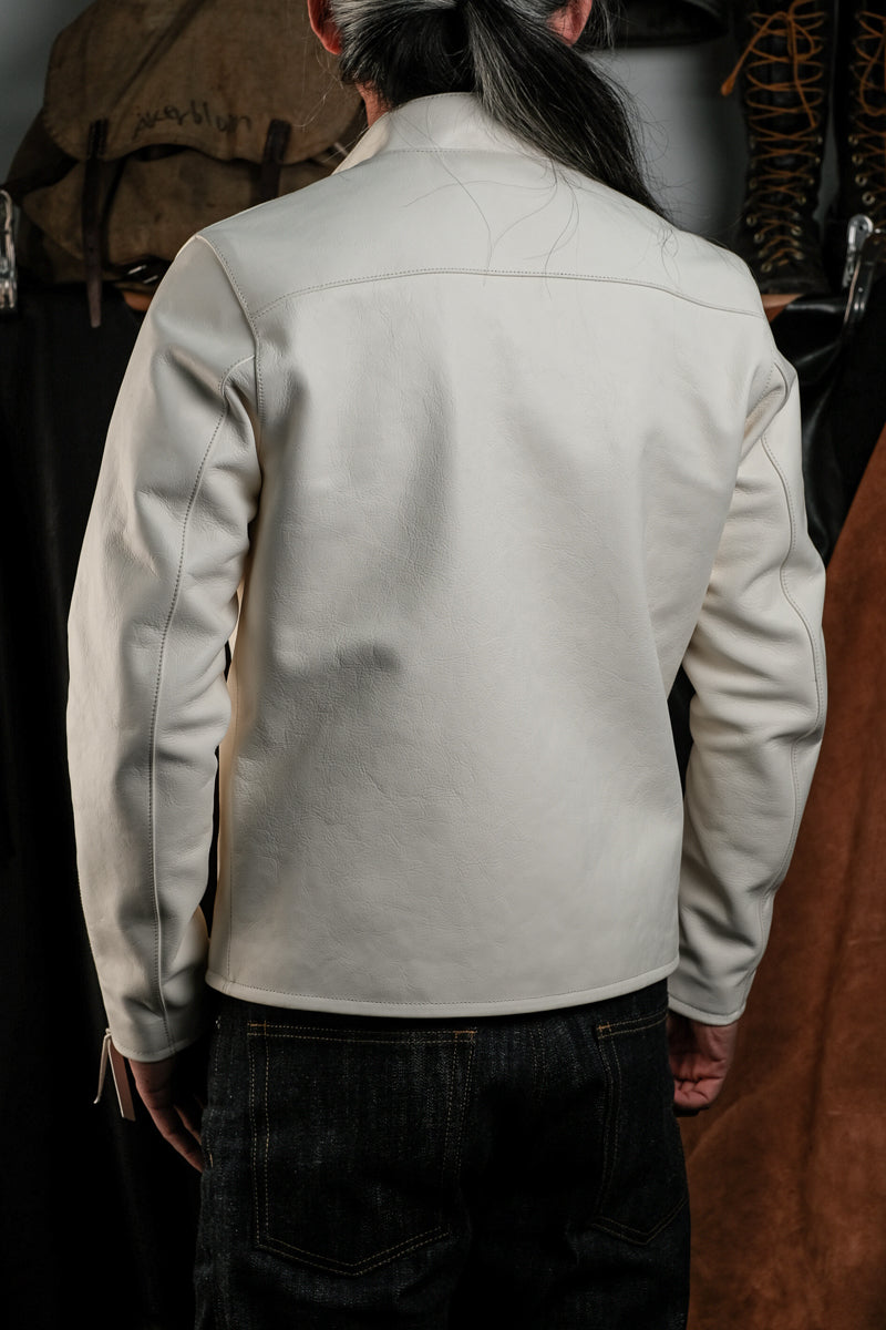 ホワイトカラー ゴートレザー シングルライダースジャケット S~2XL