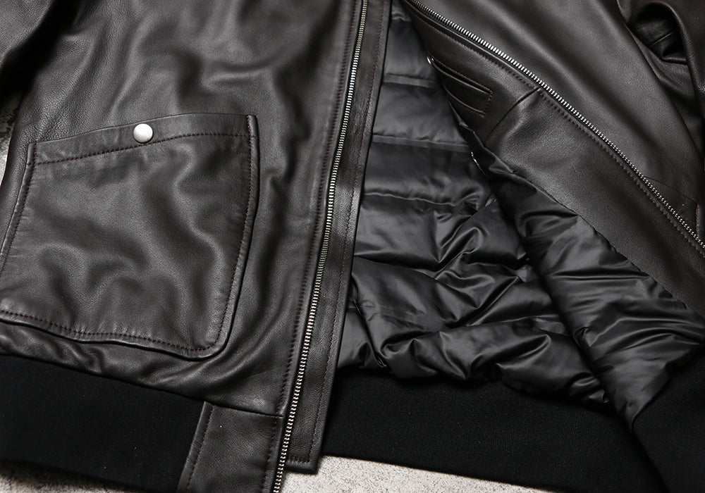 昨シーズン物売り切りセール◇グレーダックダウン使用◇シープレザー ダウンブルゾン◇ L~2XL