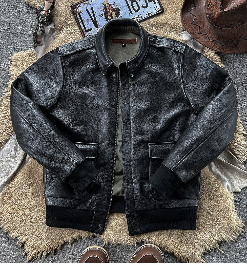 △ヴィンテージ復刻 イタリア産カウレザー使用 A-2ジャケット▽ XL~5XL