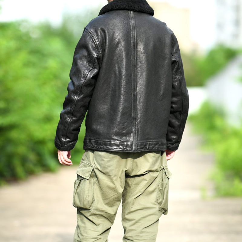 ★ヴィンテージ復刻 ★植物タンニン鞣しゴートレザー N-1デッキジャケット★M~2XL