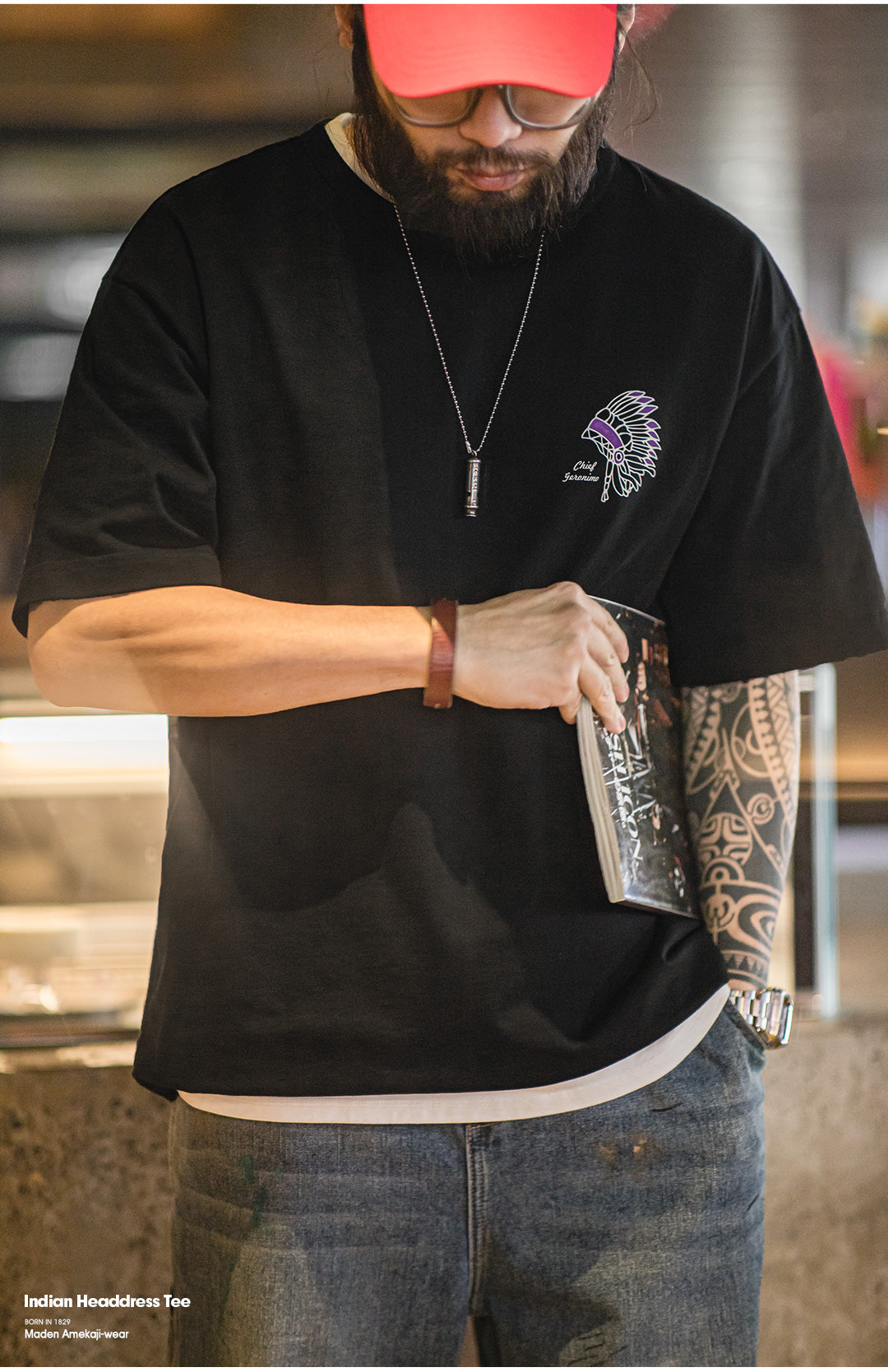 ◆ハーフスリーブ indian GERONIMOプリント Tシャツ◆S~3XL