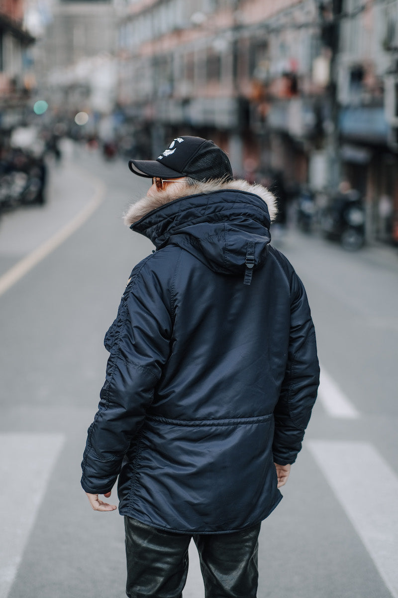 たっぷりファーに中綿で防寒性抜群★ヴィンテージ復刻 N-3Bフライトジャケット★M~3XL NAVY