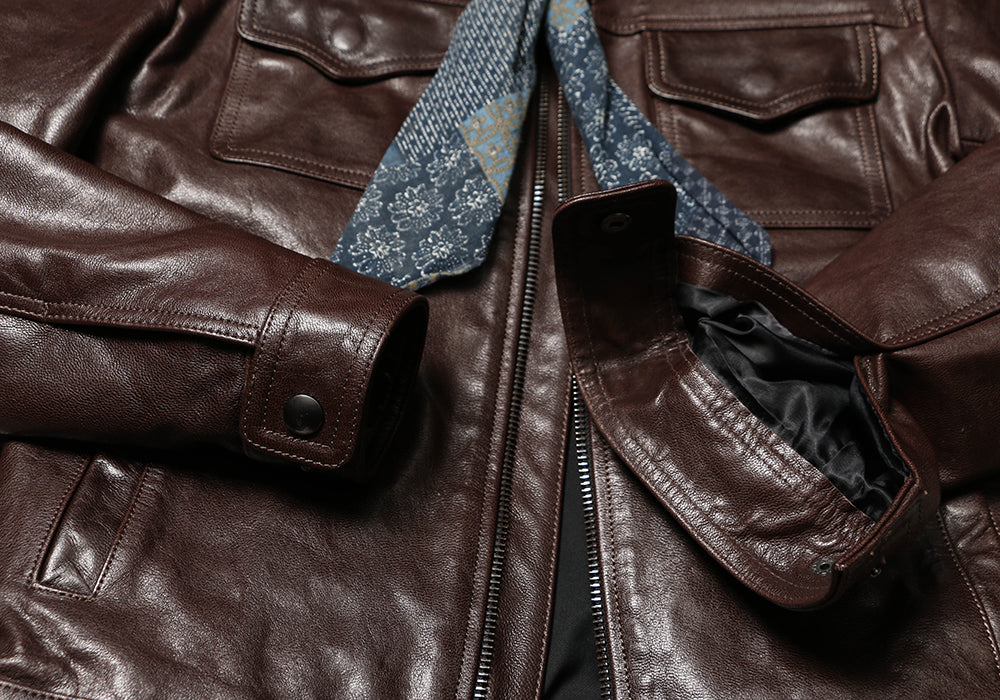 ヴィンテージ復刻スタイル◆オイルゴートレザー ジャケット◆M~4XL