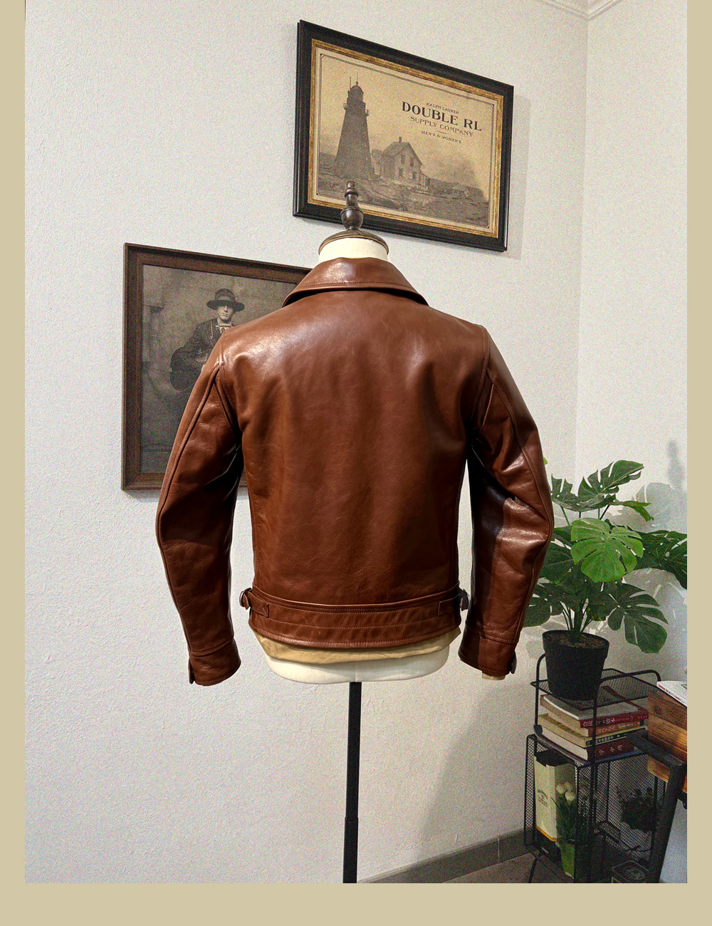 植物タンニン鞣し カウレザー シングルライダース ジャケット S~3XL