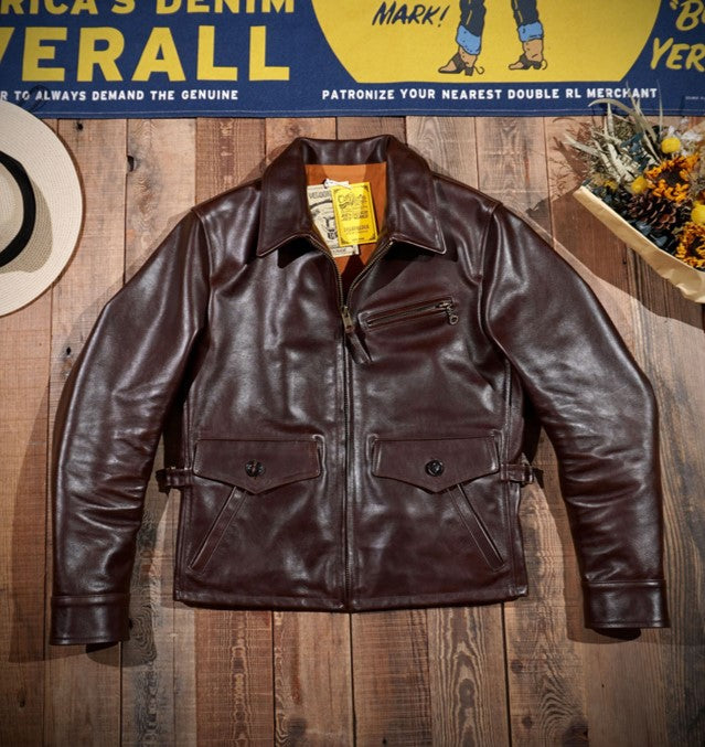 1930's VINTAGE復刻デザイン 植物タンニンなめし カウレザー シングルライダースジャケット S~4XL