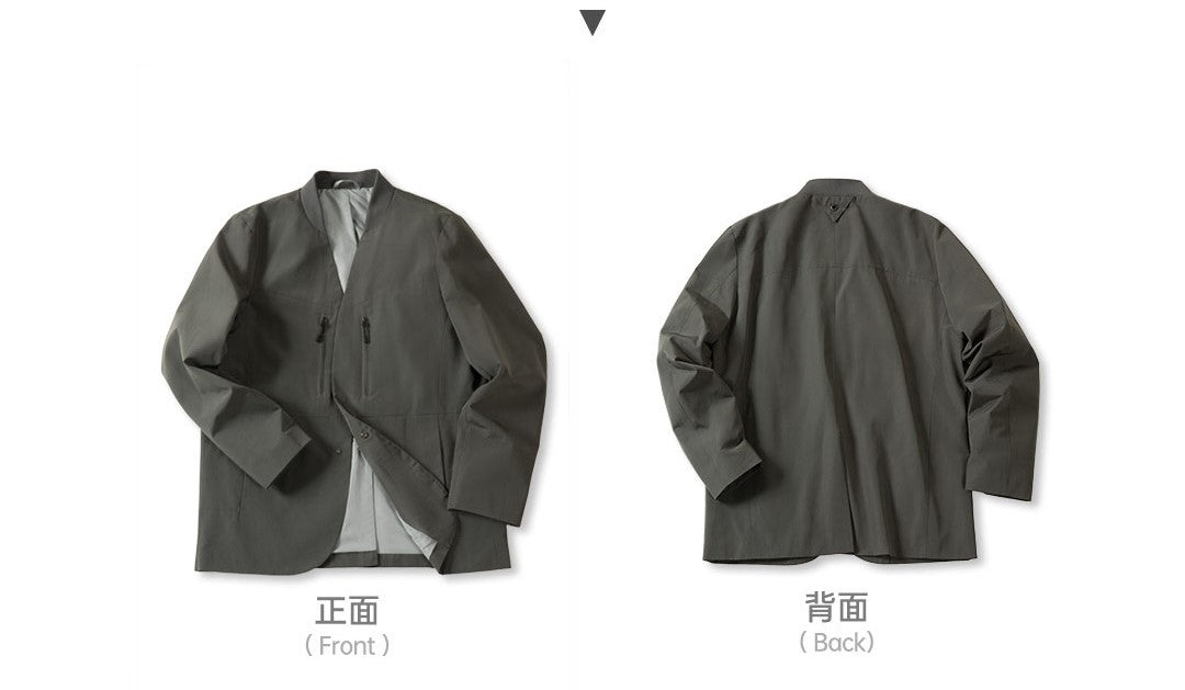アウトドアギミックで機能性も◇ノーカラーテーラードジャケット◇S~2XL