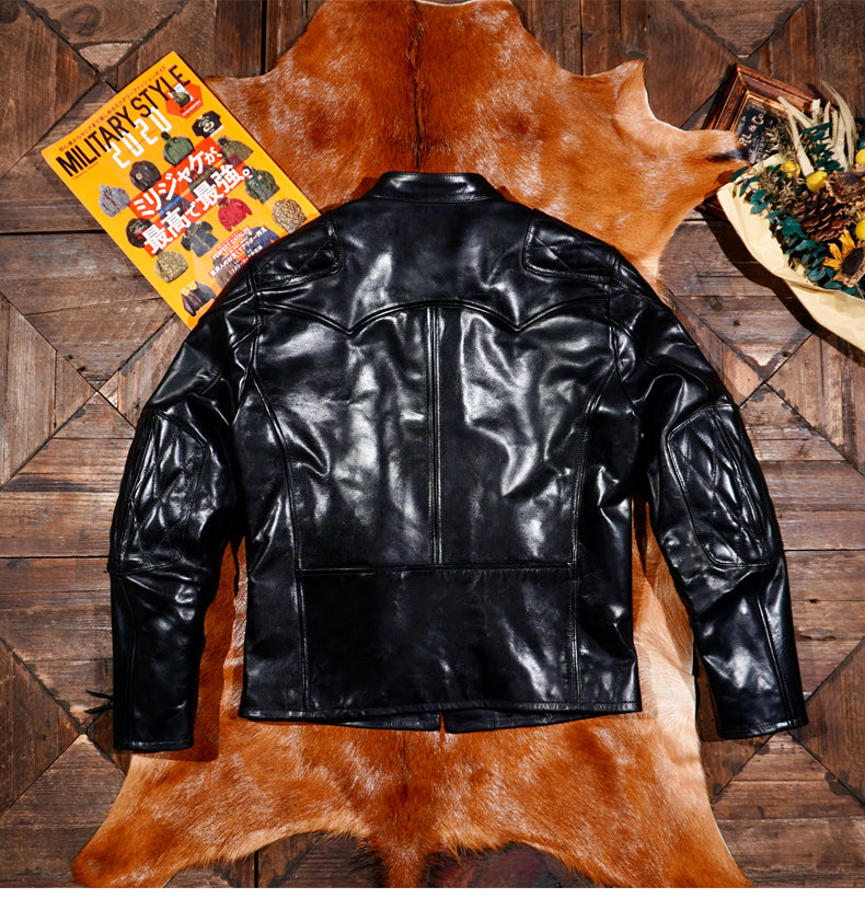 ▲ビンテージ復刻 オイル ホースハイドレザー シングルライダース ジャケット▼S~4XL