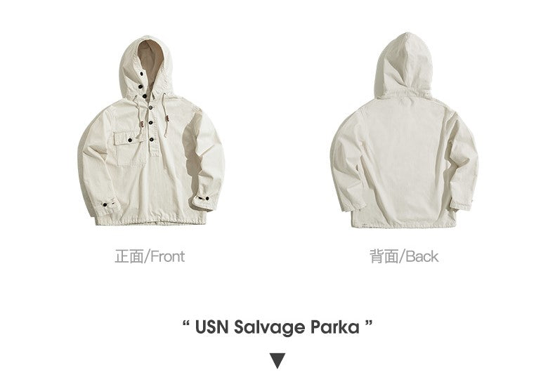 △US NAVY 復刻 コットンヘリンボーンサルベージパーカー▽S~2XL
