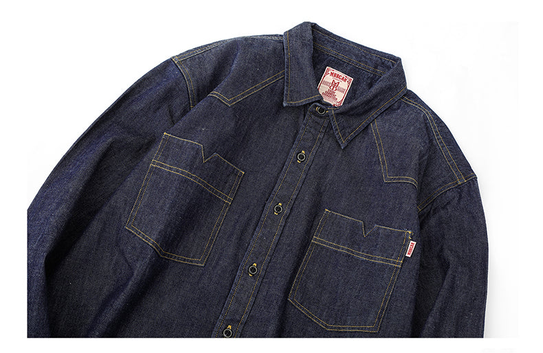 ★胸ポケットのデザインがポイントに★デニムシャツ★M~3XL