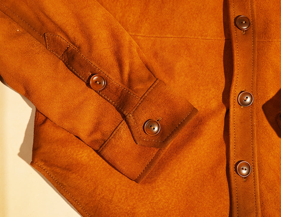 ★ミリタリースタイル シープレザー スウェード ウエスタンシャツ★S~4XL