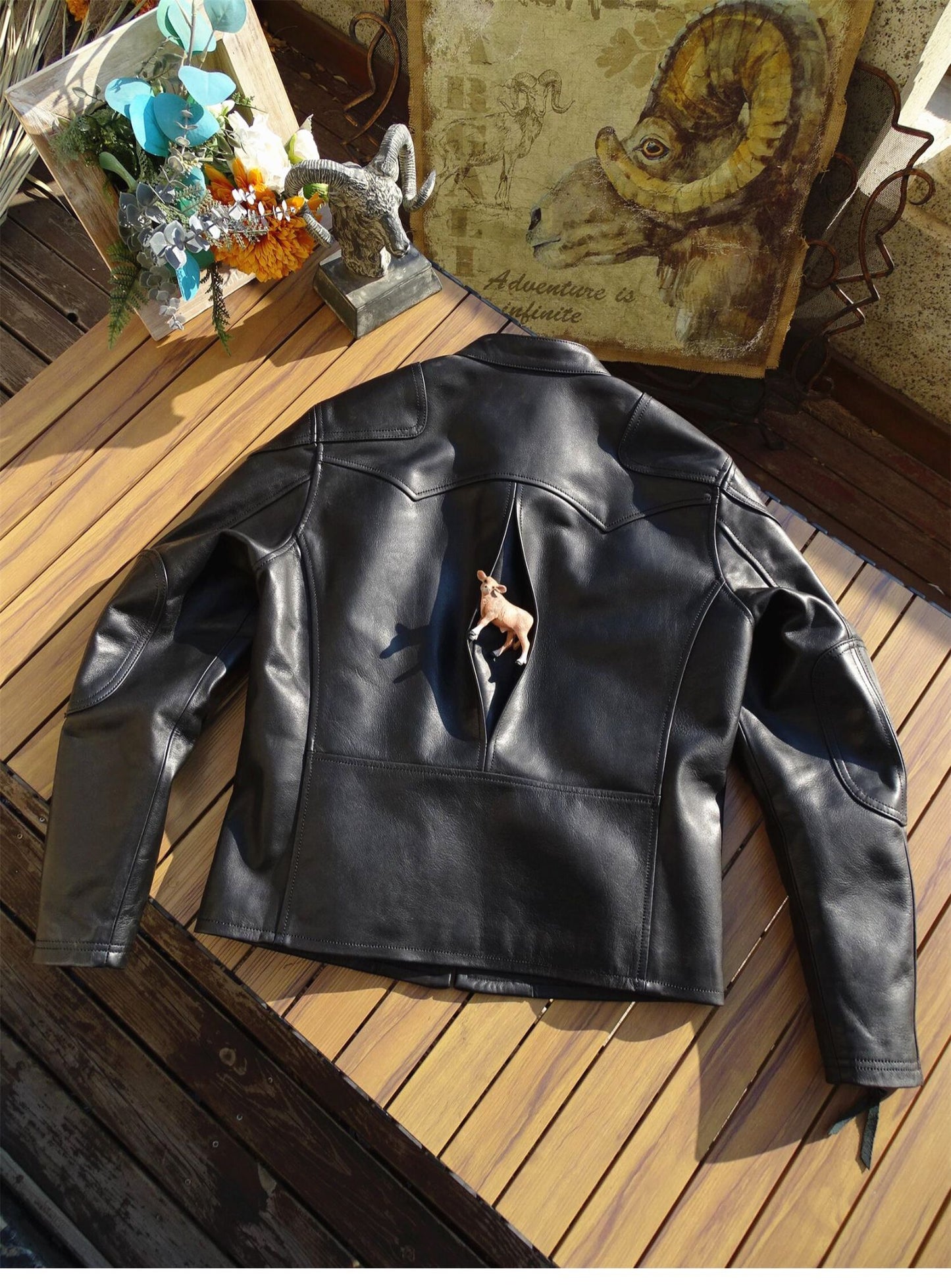 昨シーズン物売り切りセール★イタリア産カウレザー使用 シングルライダースジャケット ★S~5XL