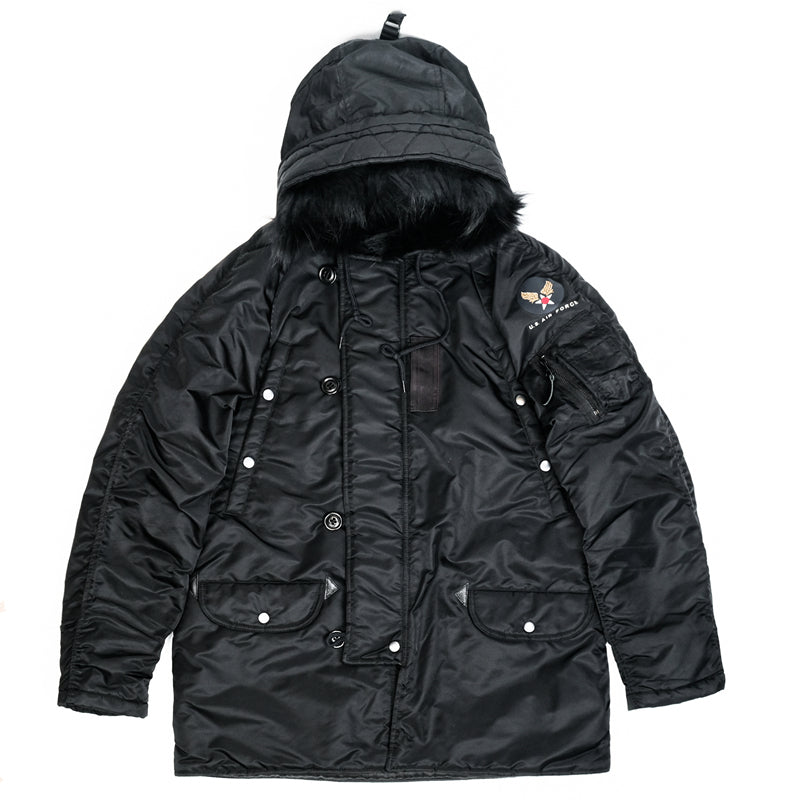 たっぷりファーに中綿で防寒性抜群★ヴィンテージ復刻 N-3Bフライトジャケット★M~3XL black
