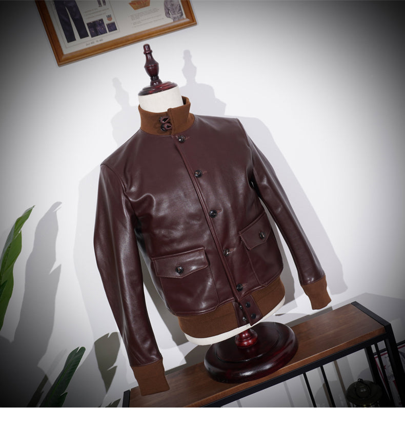 イタリア産 植物タンニン鞣し カーフレザー使用 A-1 フライトジャケット S~4XL