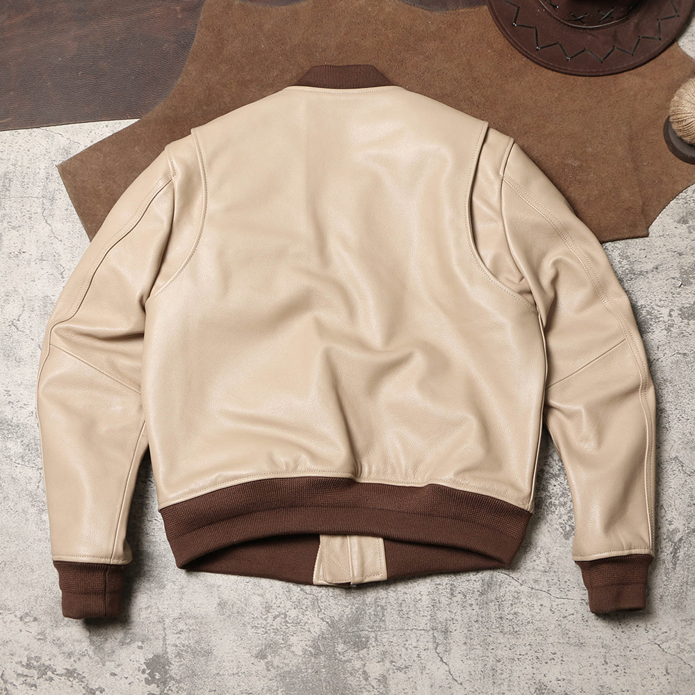 カウレザー MA-1 フライトジャケット クリーム M~4XL