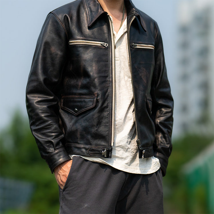 ◇ドイツ空軍復刻 エーリヒ・ハルトマン モデル 茶芯ホースハイドレザージャケット◇M~3XL