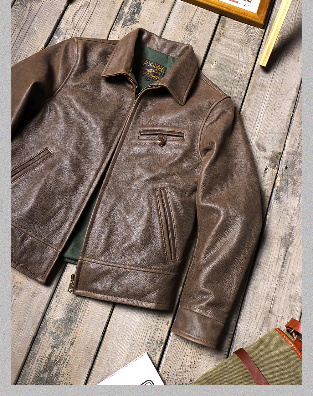 カウレザー ヴィンテージ加工 シングルライダース ジャケット S~5XL
