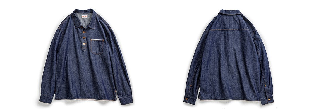 ★ヴィンテージ復刻セルビッチデニムプルオーバーシャツ★S~2XL
