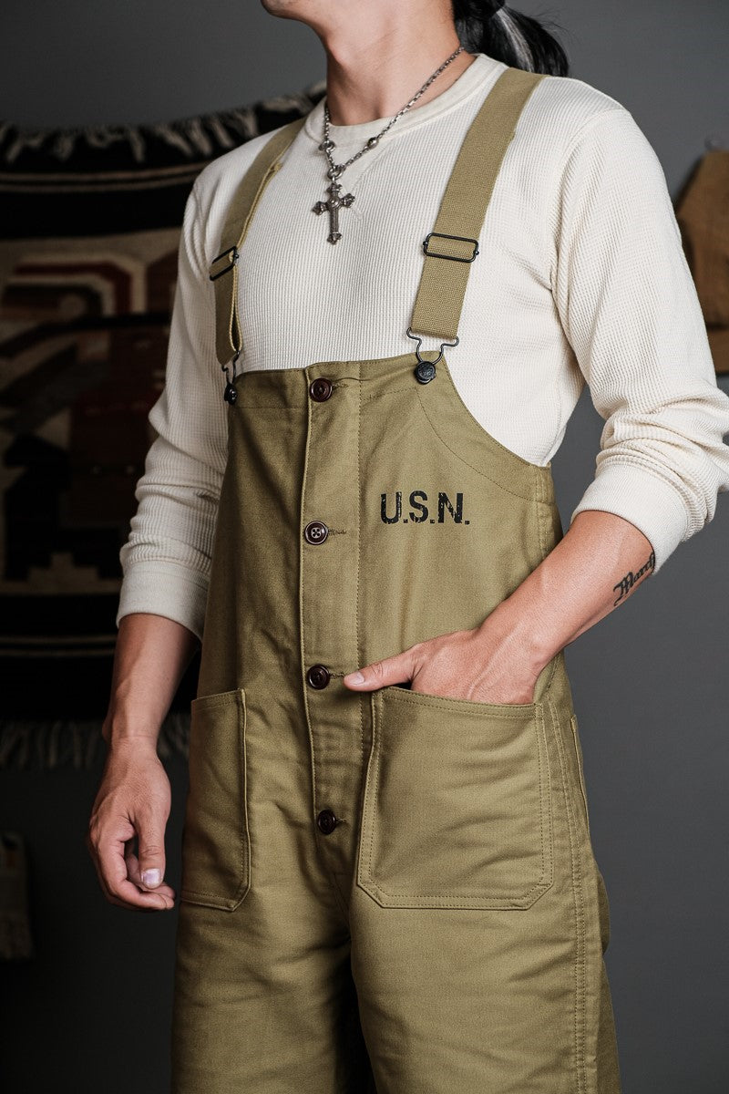 2色展開★40'sヴィンテージ復刻デザイン U.S.NAVY N-2 デッキレインオーバーオール★S~2XL