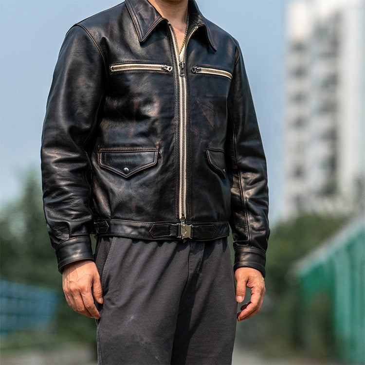 ◇ドイツ空軍復刻 エーリヒ・ハルトマン モデル 茶芯ホースハイドレザージャケット◇M~3XL