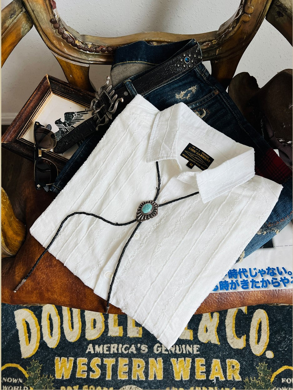 △絶妙なテクスチャーの白シャツ▽M~3XL