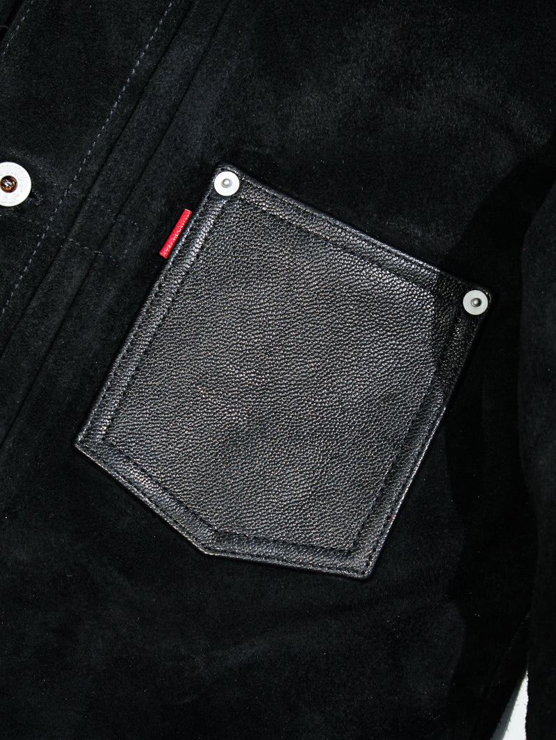 ★1st型 506復刻モデル ゴートレザースウェードレザージャケット★ブラック S~3XL