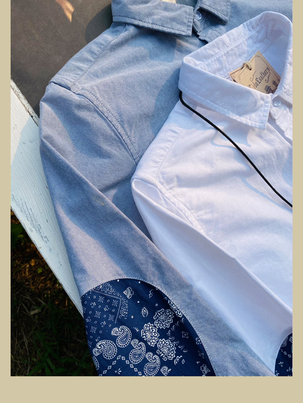 ◆ヴィンテージスタイル バンダナ柄切替 ロングスリーブ オックスフォードシャツ◆ M~3XL