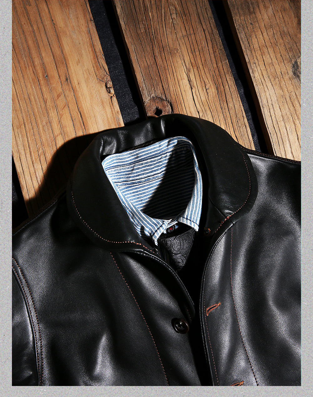 昨シーズン物売り切りSALE★イタリア産 カウレザー コサックジャケット★S~4XL