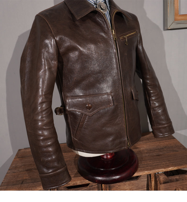 1930's VINTAGE復刻 カウレザー シングルライダースジャケット S~5XL
