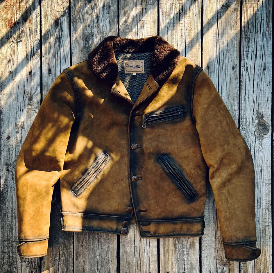 完璧なヴィンテージ加工★カウレザー×ムートン BILLINGS JACKET★S~3XL