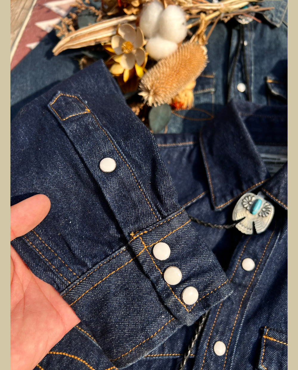 ステッチ刺繍がポイント△デニム ウエスタンシャツ▽S~2XL