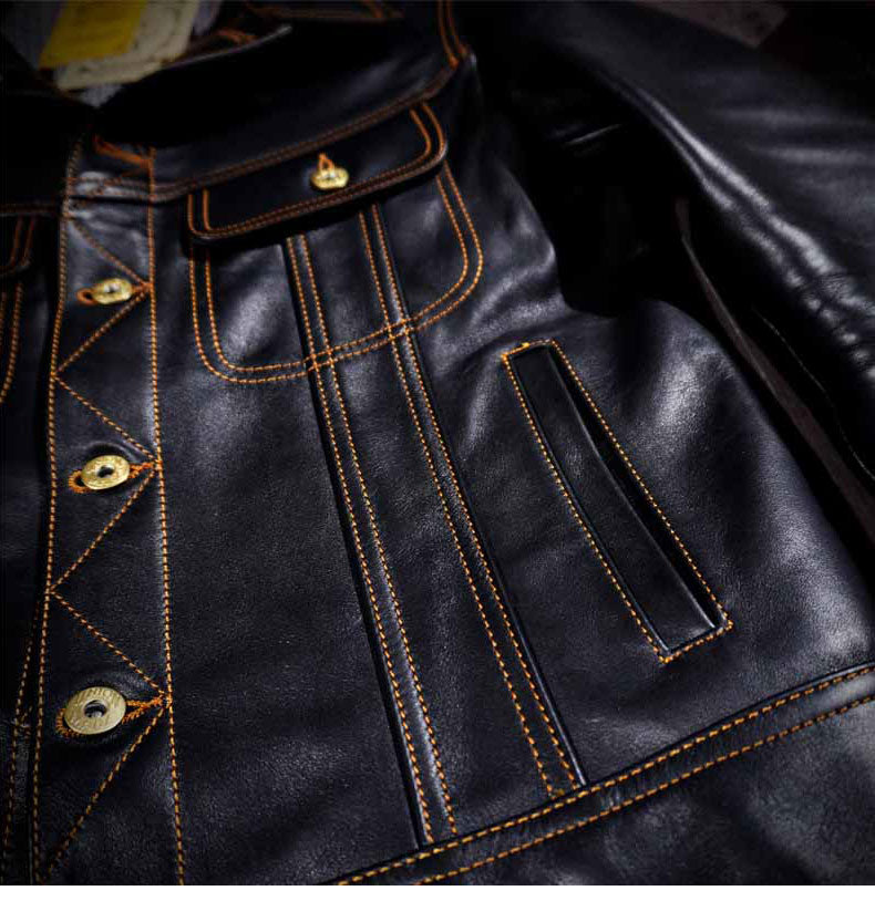 ★ストームライダー型 復刻モデル オイルカウレザージャケット★ブラック S~3XL