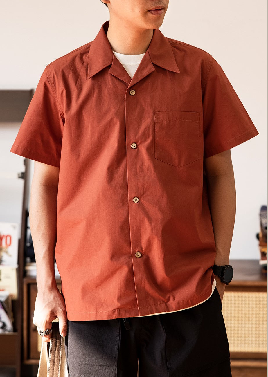 2色展開★メンズ オーガニックコットンプリン使用★オープンカラー シャツS~3XL