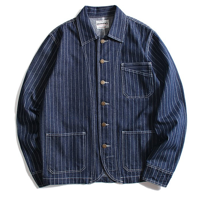 ゆったりシルエットが気分★ヴィンテージ復刻コットンデニムカバーオールジャケット★S~2XL