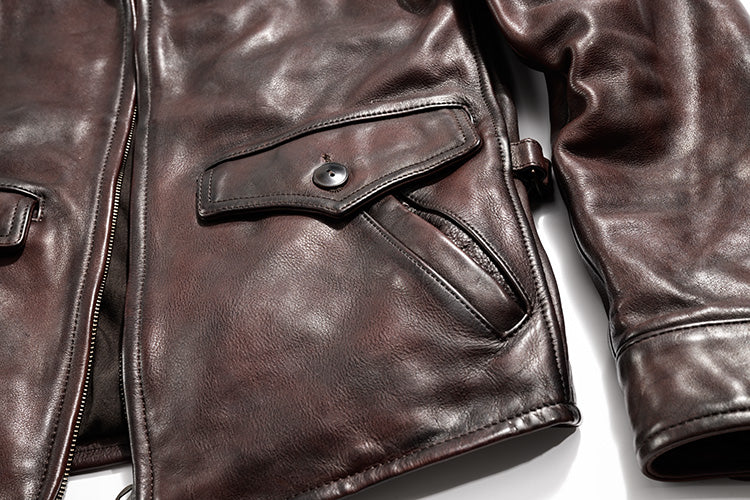 2色展開◇1930's VINTAGE復刻デザイン 植物タンニンなめし カウレザー シングルライダースジャケット◇M~3XL