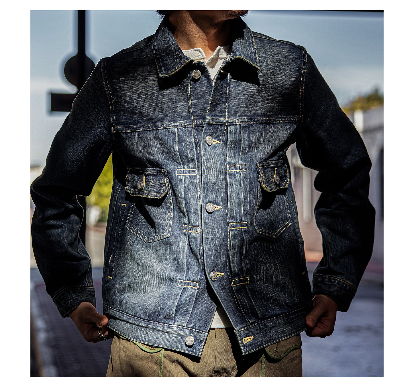 絶妙なヴィンテージ加工☆ストーンウォッシュ 2ndタイプ復刻 14OZ デニムジャケット☆XS~3XL