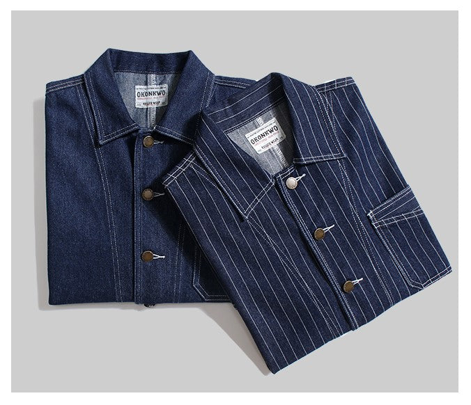 ゆったりシルエットが気分★ヴィンテージ復刻コットンデニムカバーオールジャケット★S~2XL