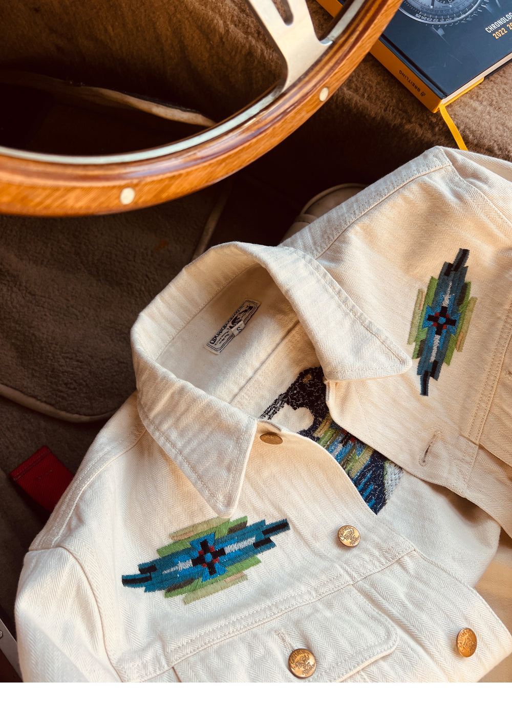 サンダーバード刺繍がカッコいい▲ホワイトヘリンボーンジャケット▼S~4XL