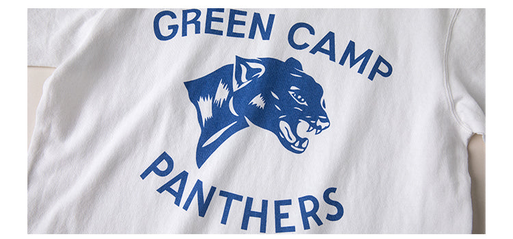 2色展開◆色味、プリントの雰囲気もGOOD◆ヴィンテージ復刻GREEN CAMP PANTHERSプリント Tシャツ◆S~2XL