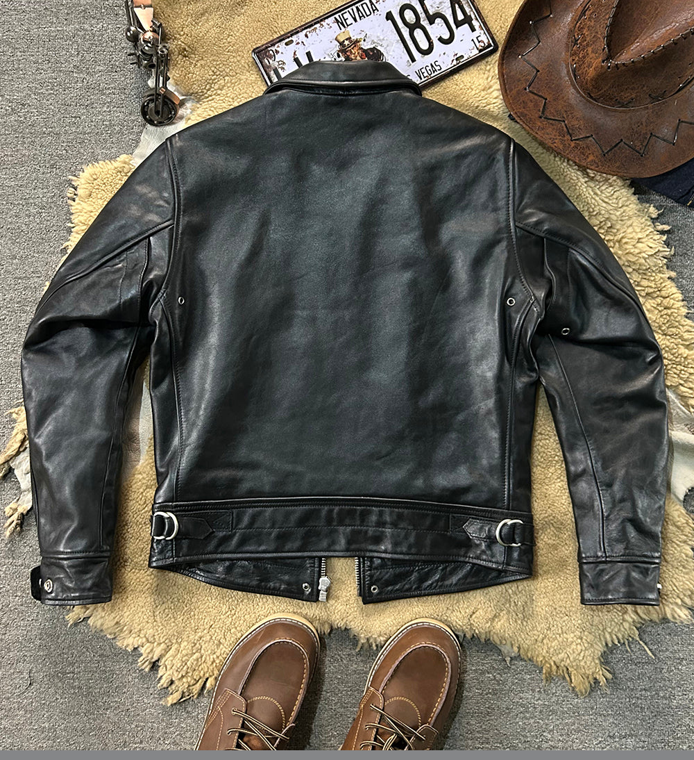 ホースハイドレザー シングルライダース ジャケット M~4XL