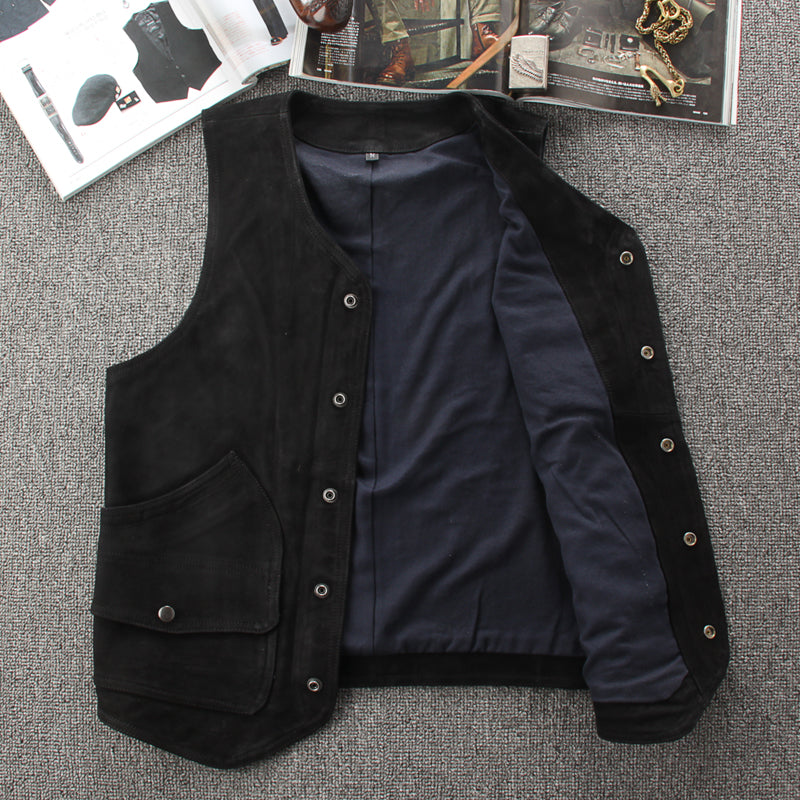 スウェード レザー ライダース ベスト M~4XL