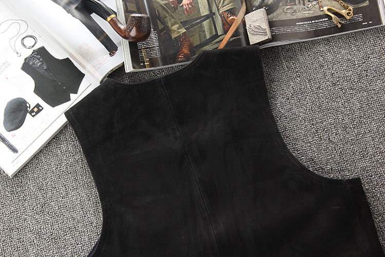スウェード レザー ライダース ベスト M~4XL