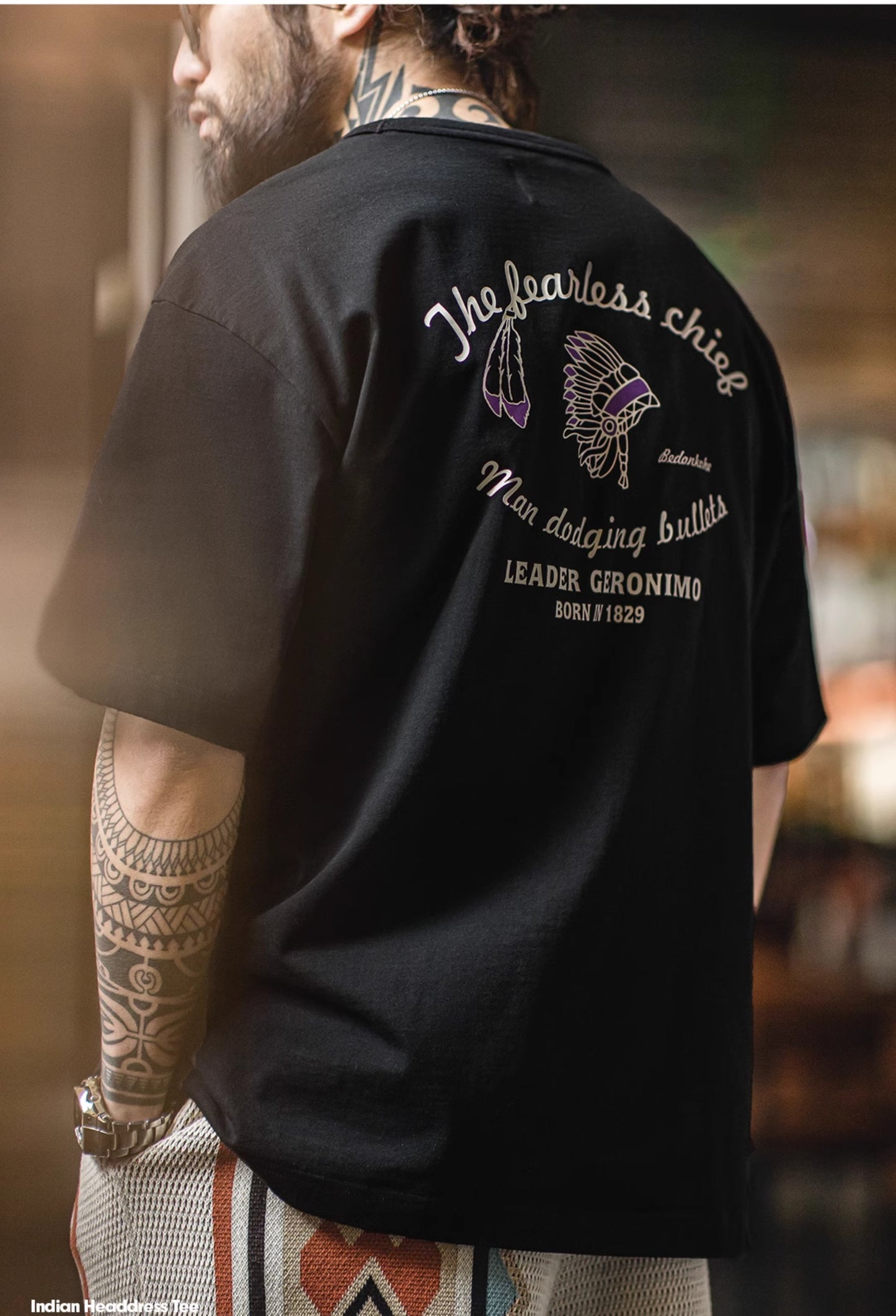 ◆ハーフスリーブ indian GERONIMOプリント Tシャツ◆S~3XL