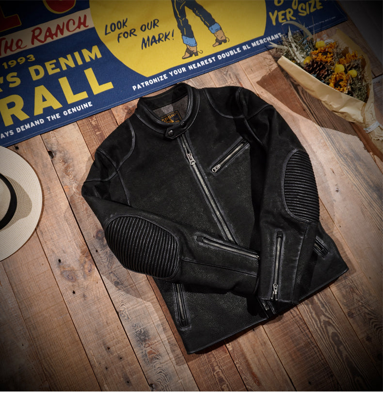 2色展開★シングルライダース ヌバック ジャケット★ S~4XL