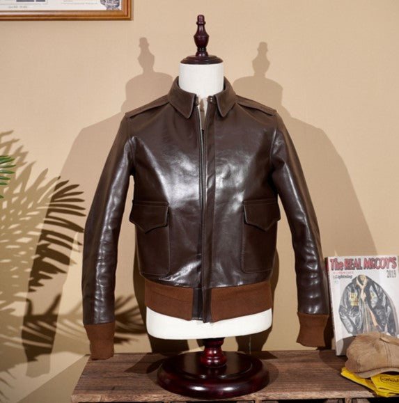 △ヴィンテージ復刻 植物タンニン鞣し ホースハイドレザー A-2ジャケット▽S~4XL