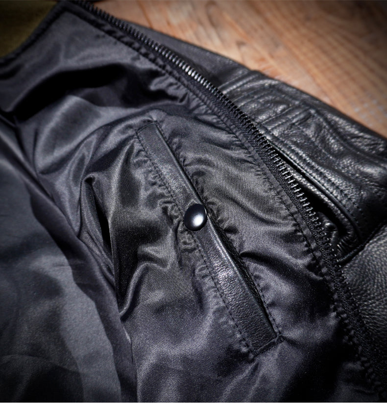 ウォッシュ加工 アメリカ産カウレザー使用 MA-1 フライトジャケット S~4XL